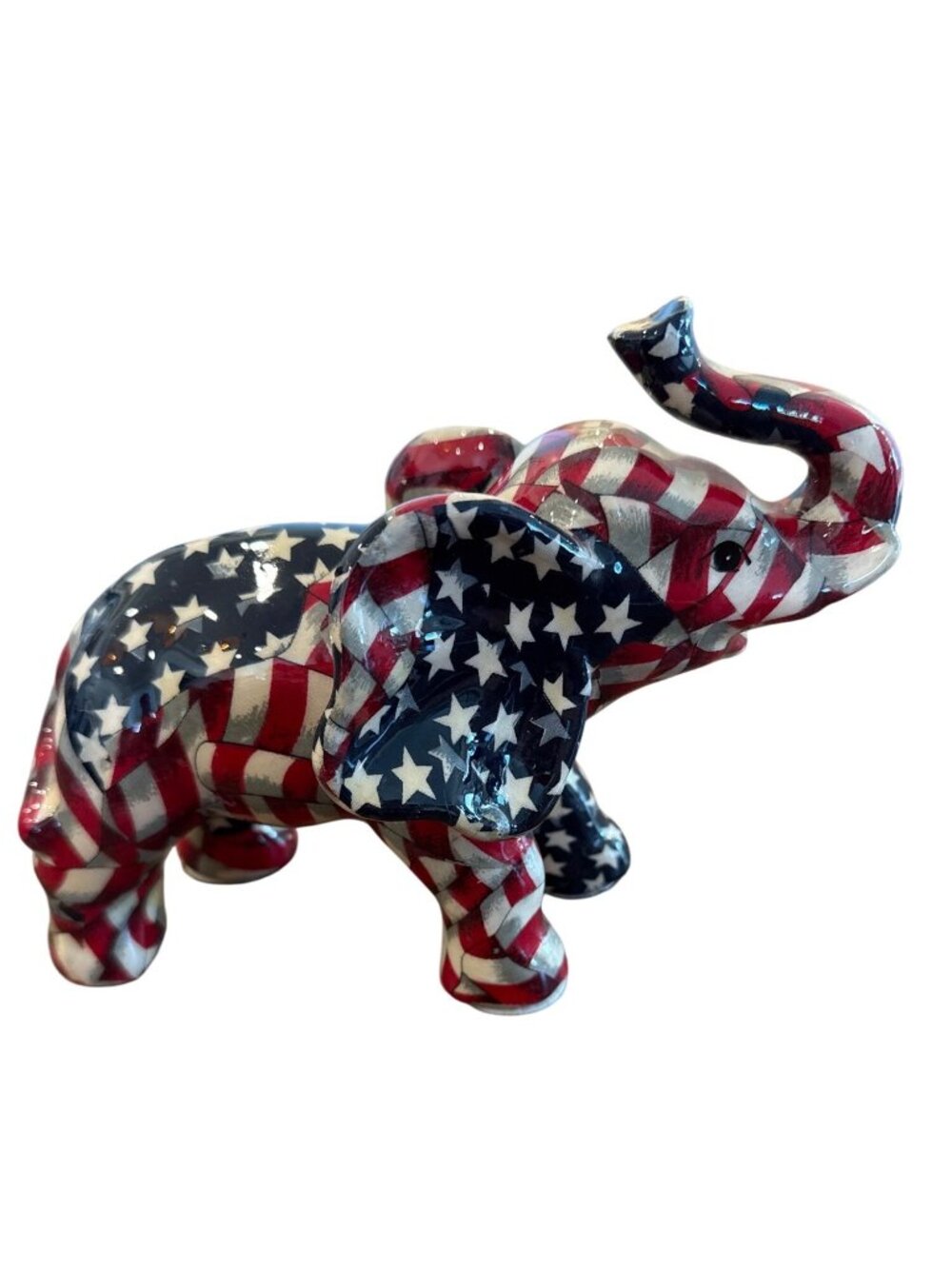 Patriotic Elephant Statue With American Flag Design